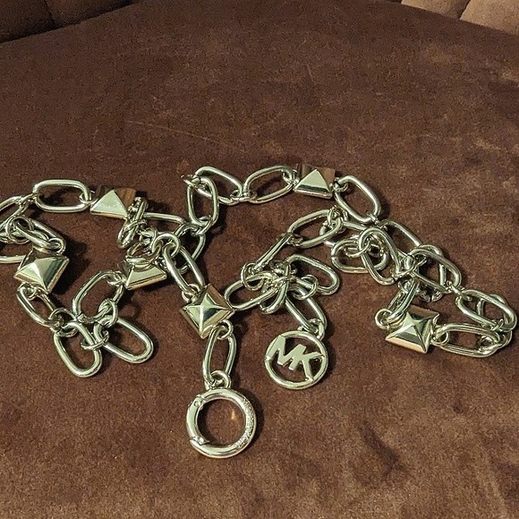 Michael Kors Chain Link Adjustable Belt Light Gold Metal S/M - Picture 6 of 8